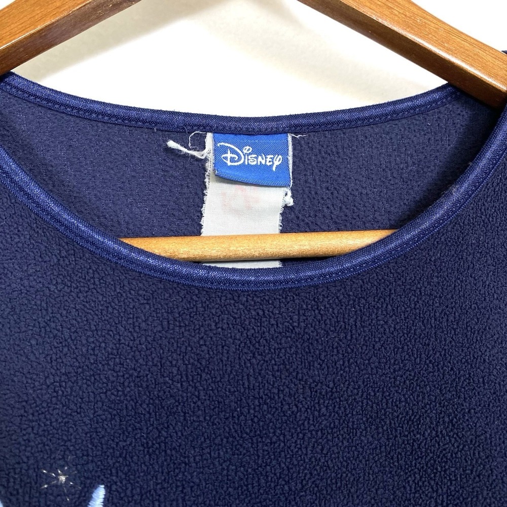 Disney Tinkerbell Womens Medium Velour Fleece Tink Crew Sweatshirt Blue Cozy Top - Picture 3 of 4